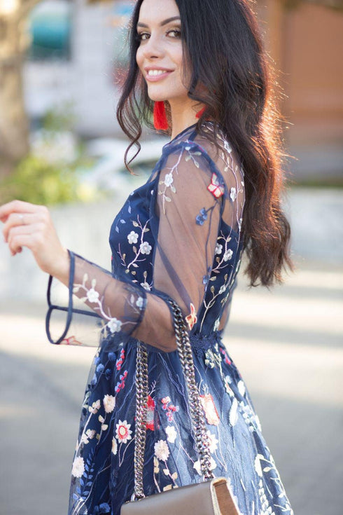 Navy blue lace dress Gowns for women